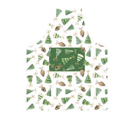 Delantal de tela Navidad Pinos/Piñones Verde/Beige