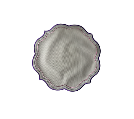 Individual reversible redondo en lona puntas Marfil/Rosa