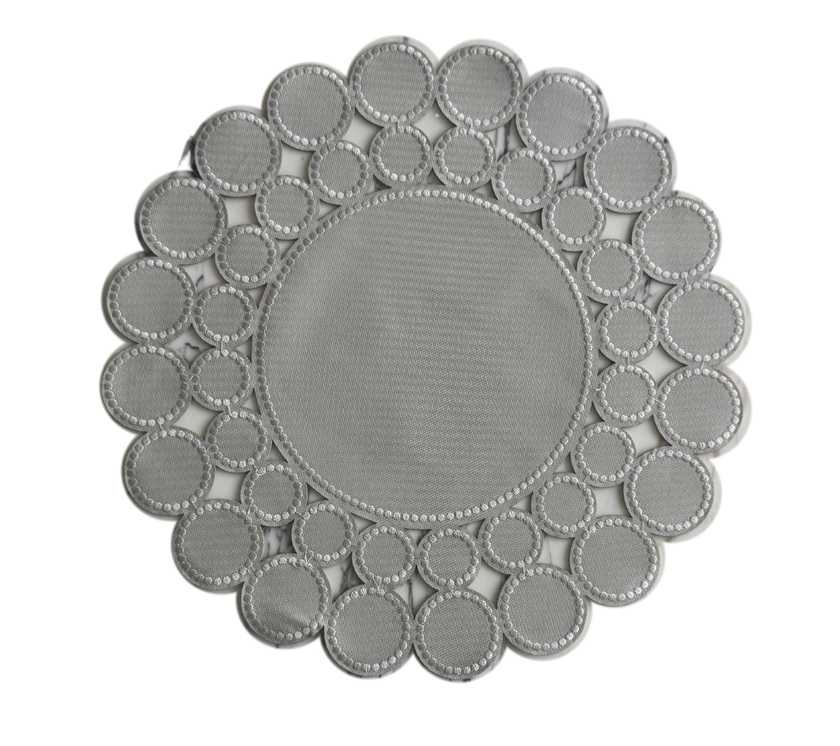 Individual redondo en lona Círculos Gris Claro