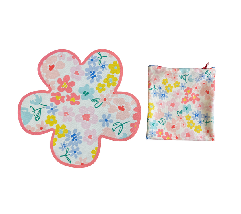 Individual Kids redondo Flor/Flores. Incluye estuche