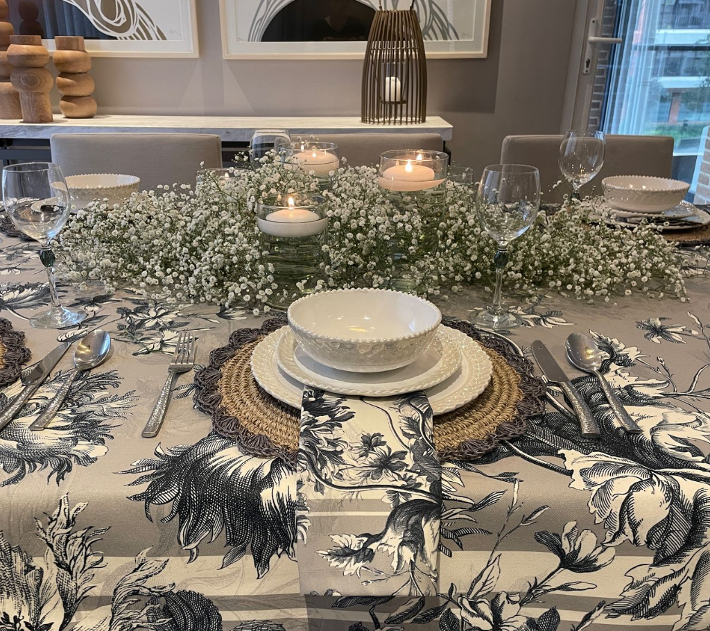 Servilleta de tela Flores RosaBeige/AzulM