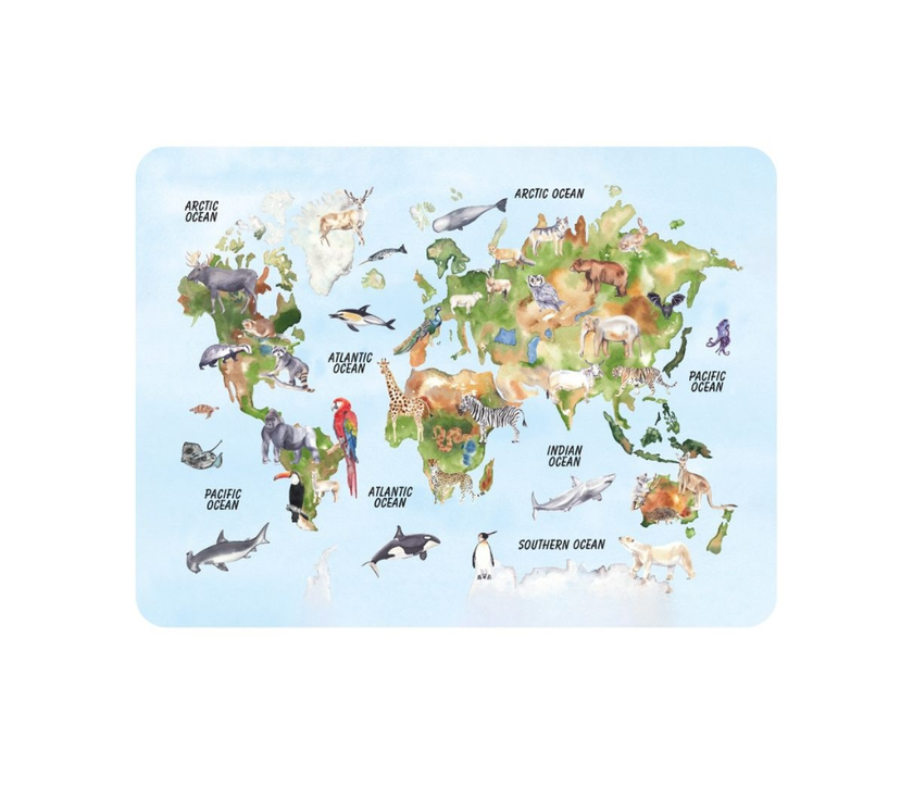 Individual Kids rectangular Mapa Orca. Incluye estuche