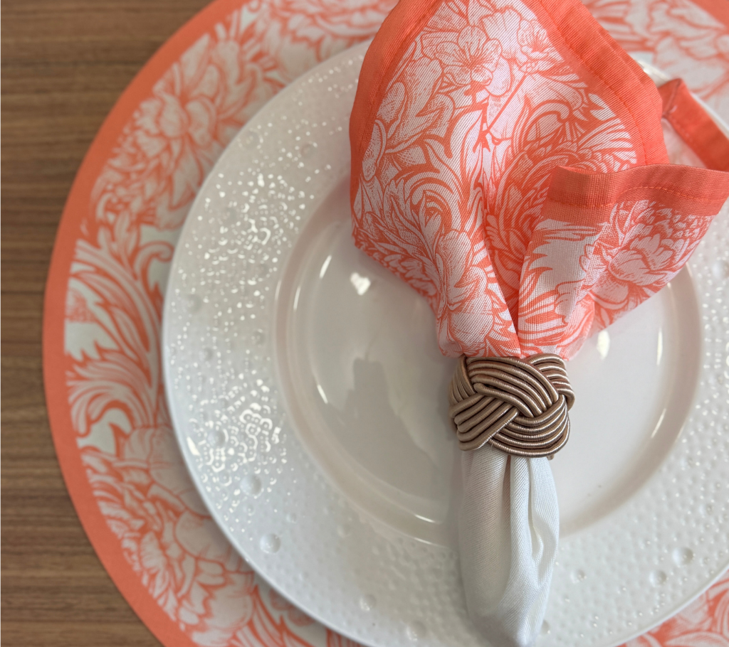 Servilleta de tela Corona Flores Anaranjado