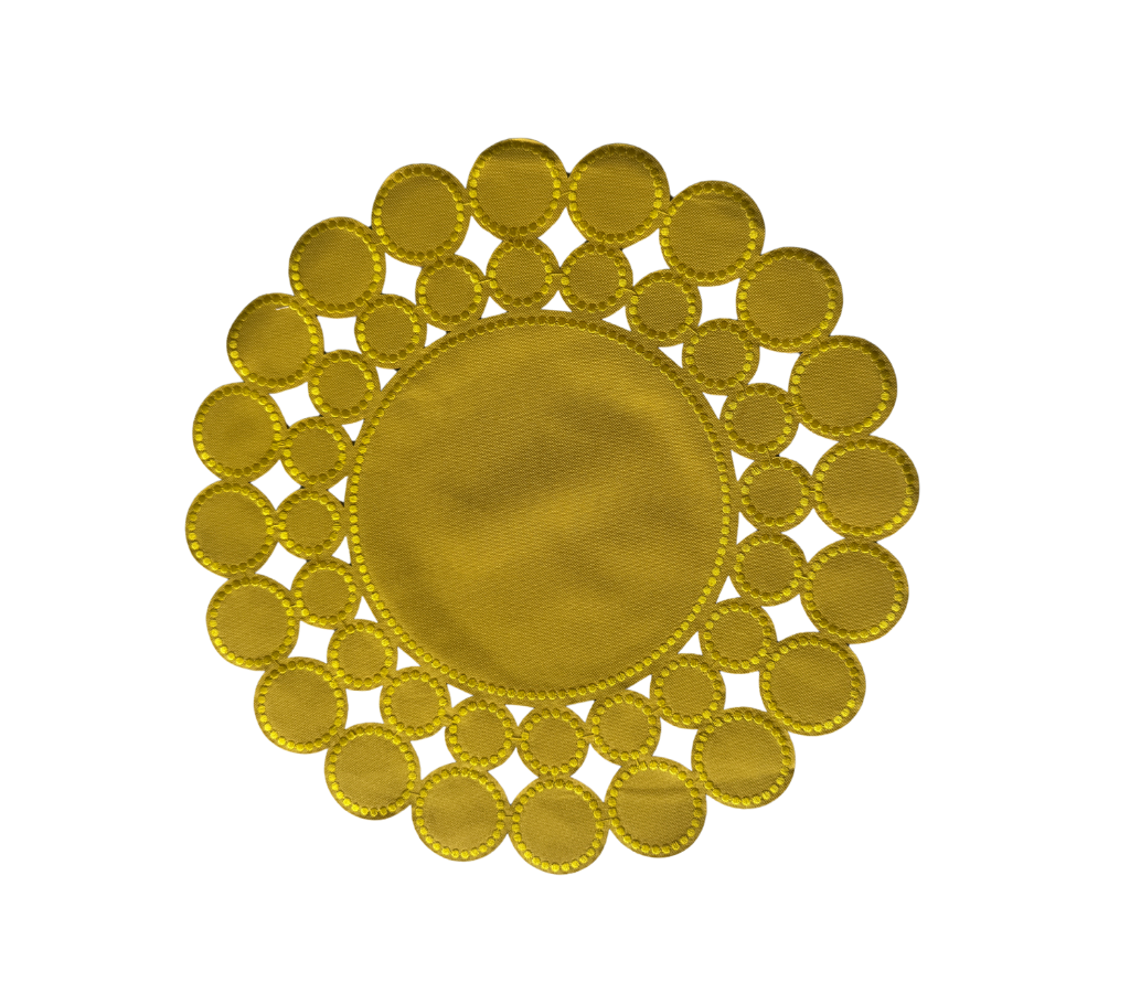 Individual redondo en lona Círculos Amarillo