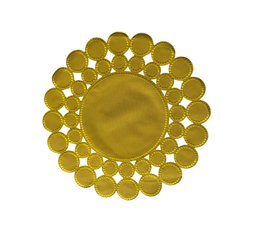 Individual redondo en lona Círculos Amarillo