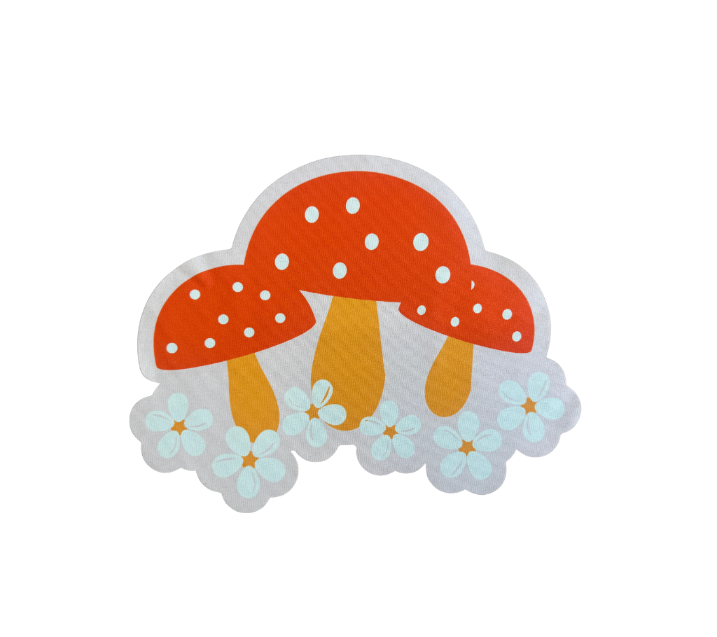 Individual Kids redondo Honguitos/Flores. Incluye estuche