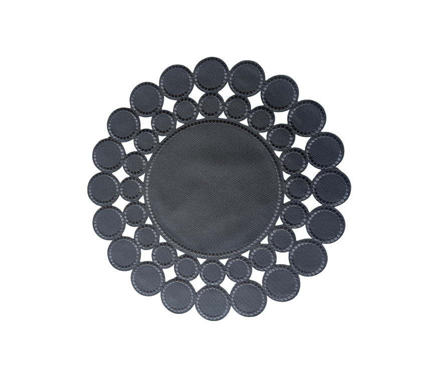 Individual redondo en lona Círculos Gris Oscuro