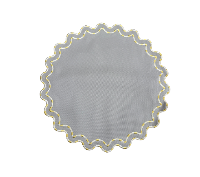 Individual redondo en lona Acordonado Beige/Dorado