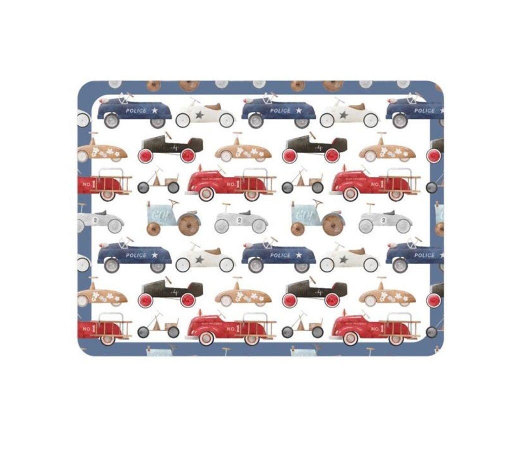 Individual Kids rectangular Carros Azul. Incluye estuche