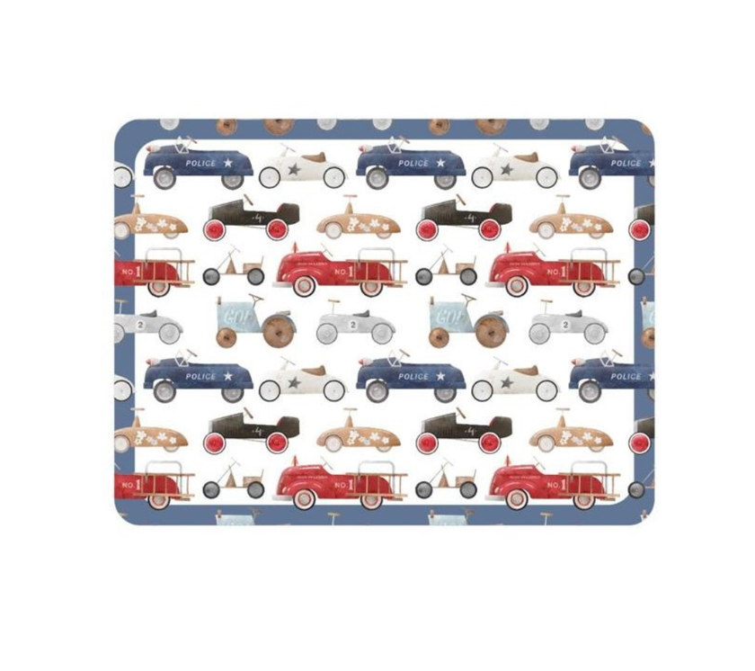 Individual Kids rectangular Carros Azul. Incluye estuche