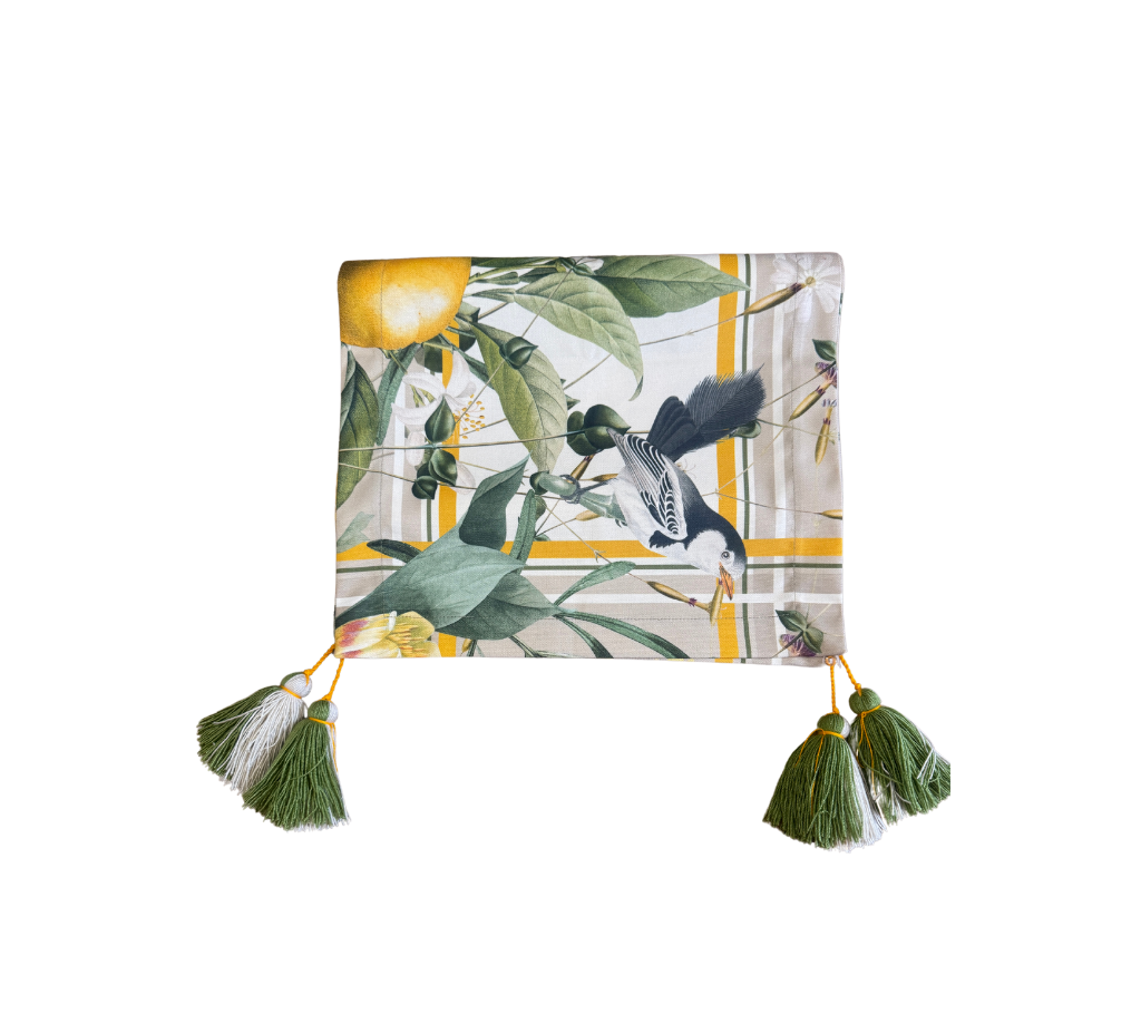 Camino de mesa en tela Margaritas/Limones/Pájaros 2.2