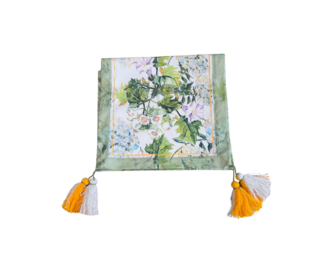 Camino de mesa en tela Hortensias/Flores 2.2