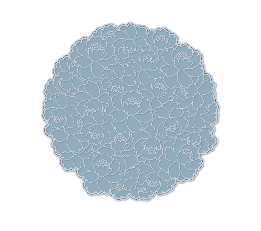 Individual troquelado redondo en tela Flores Azul C