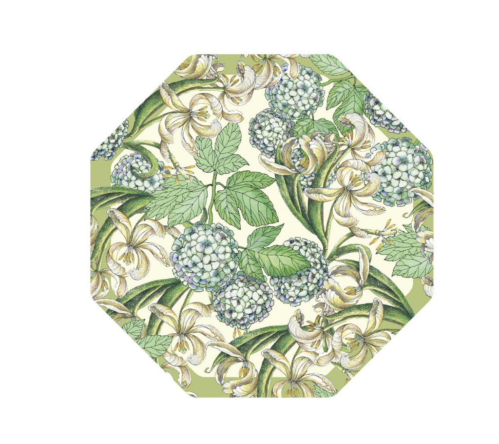 Individual troquelado hexagonal en tela Hortensias