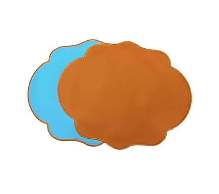 Individual ovalado reversible en lona Azul/Anaranjado