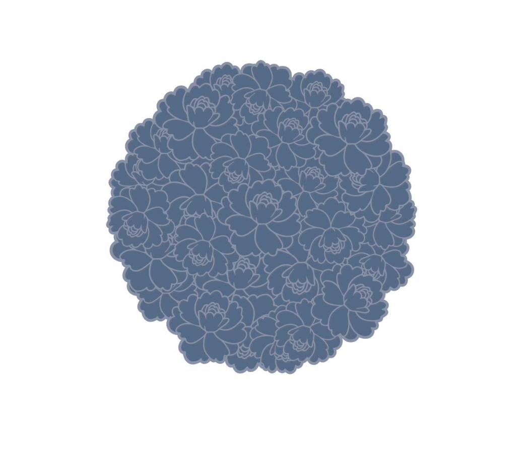 Individual troquelado redondo en tela Flores AzulGris