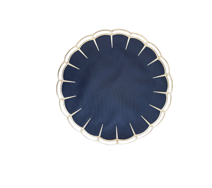 Individual reversible redondo en lona Hendija Azul M/Marfil