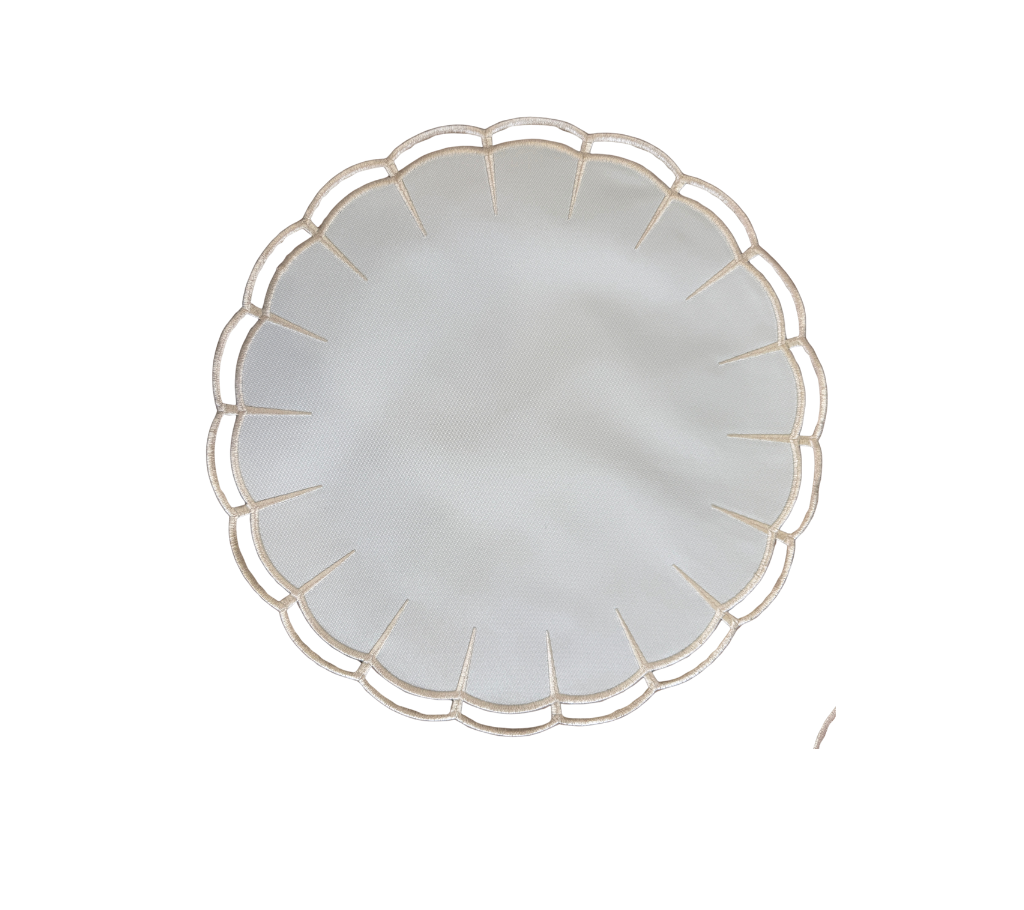 Individual reversible redondo en lona Hendija Azul M/Marfil