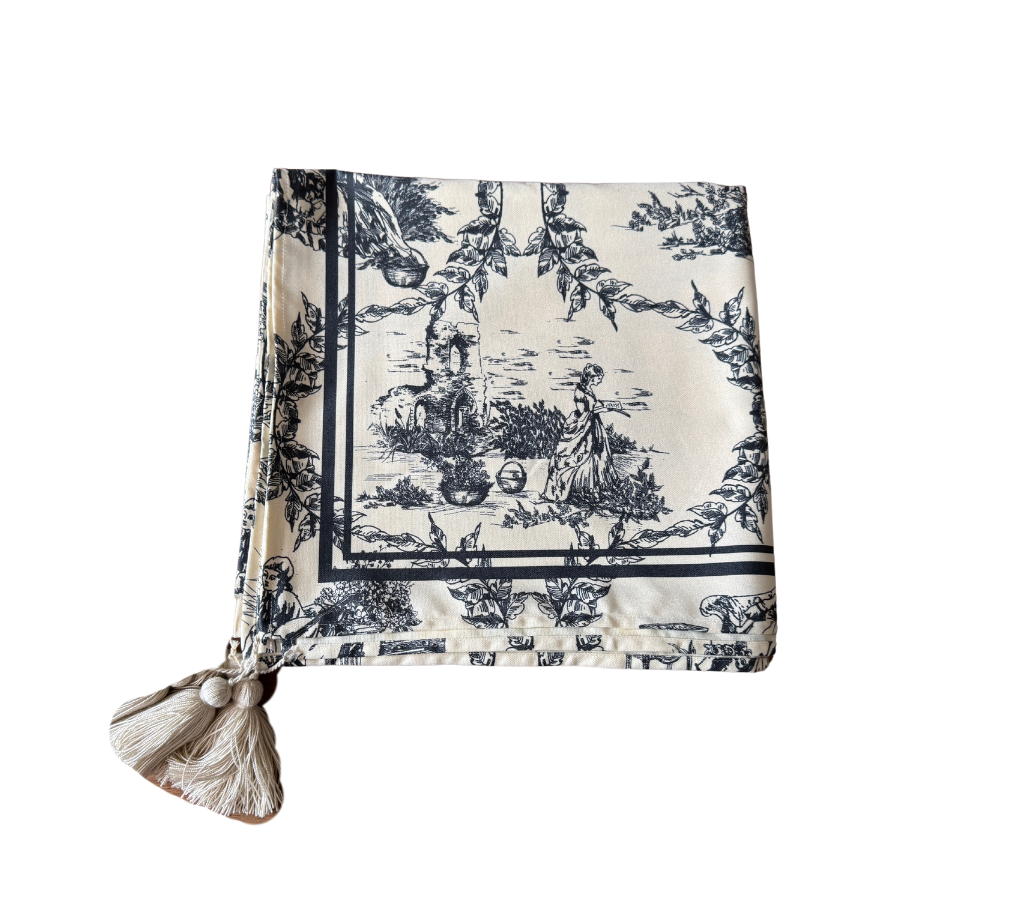 Mantel rectangular 10P en tela Imperial OW/AzulM