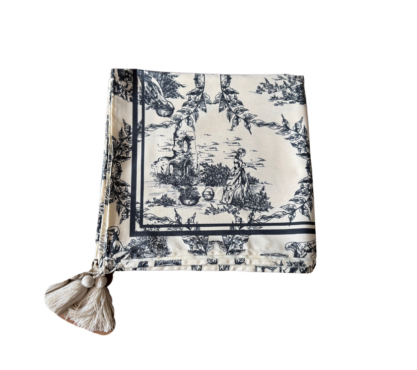 Mantel rectangular 10P en tela Imperial OW/AzulM