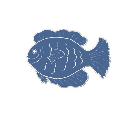 Individual troquelado ovalado en tela Pez AzulRey/Blanco