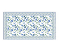 Mantel rectangular 8P en tela Borde Flores Verde/Azul