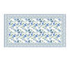 Mantel rectangular 8P en tela Borde Flores Verde/Azul