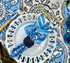 Mantel rectangular 8P en tela Boho Azul