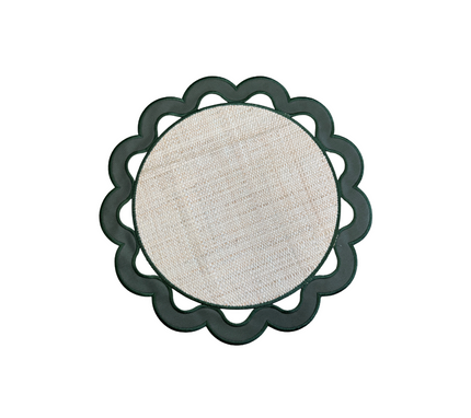 individual reversible redondo en lona y rafia Huecos Verde Musgo