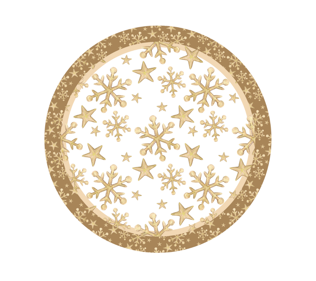 Individual troquelado redondo en tela Navidad Estrellas Beige