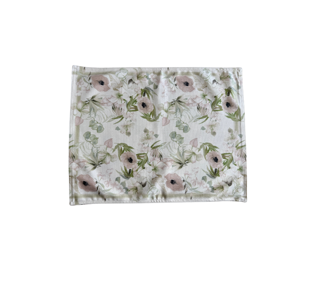 Individual reversible rectangular en tela Acuarela Rosado/Granadas