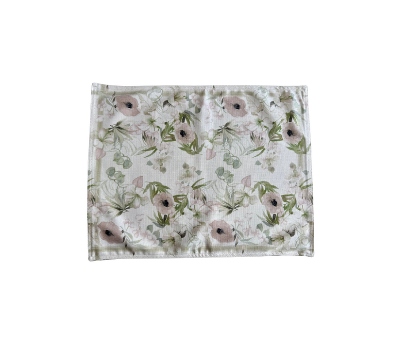 Individual reversible rectangular en tela Acuarela Rosado/Granadas