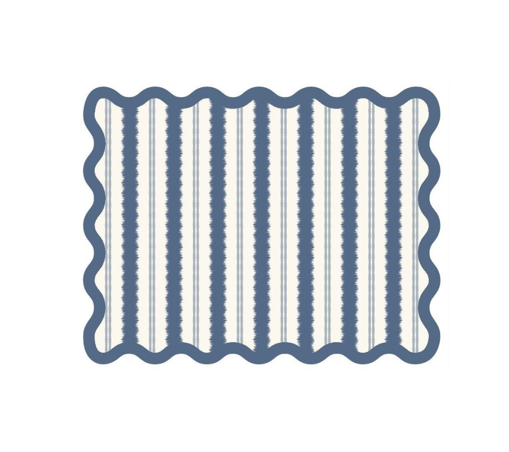 Individual troquelado rectangular en tela Rayas Azul/OW