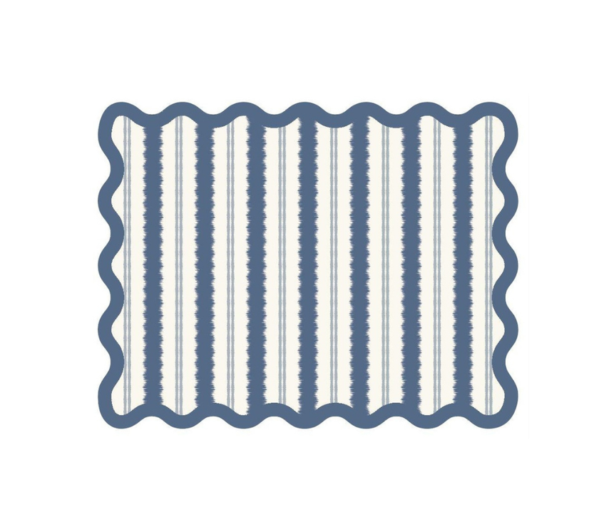 Individual troquelado rectangular en tela Rayas Azul/OW