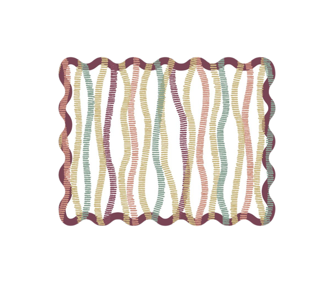 Individual troquelado rectangular en tela Serpentinas Vino