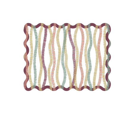 Individual troquelado rectangular en tela Serpentinas Vino