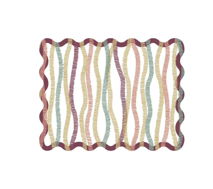 Individual troquelado rectangular en tela Serpentinas Vino