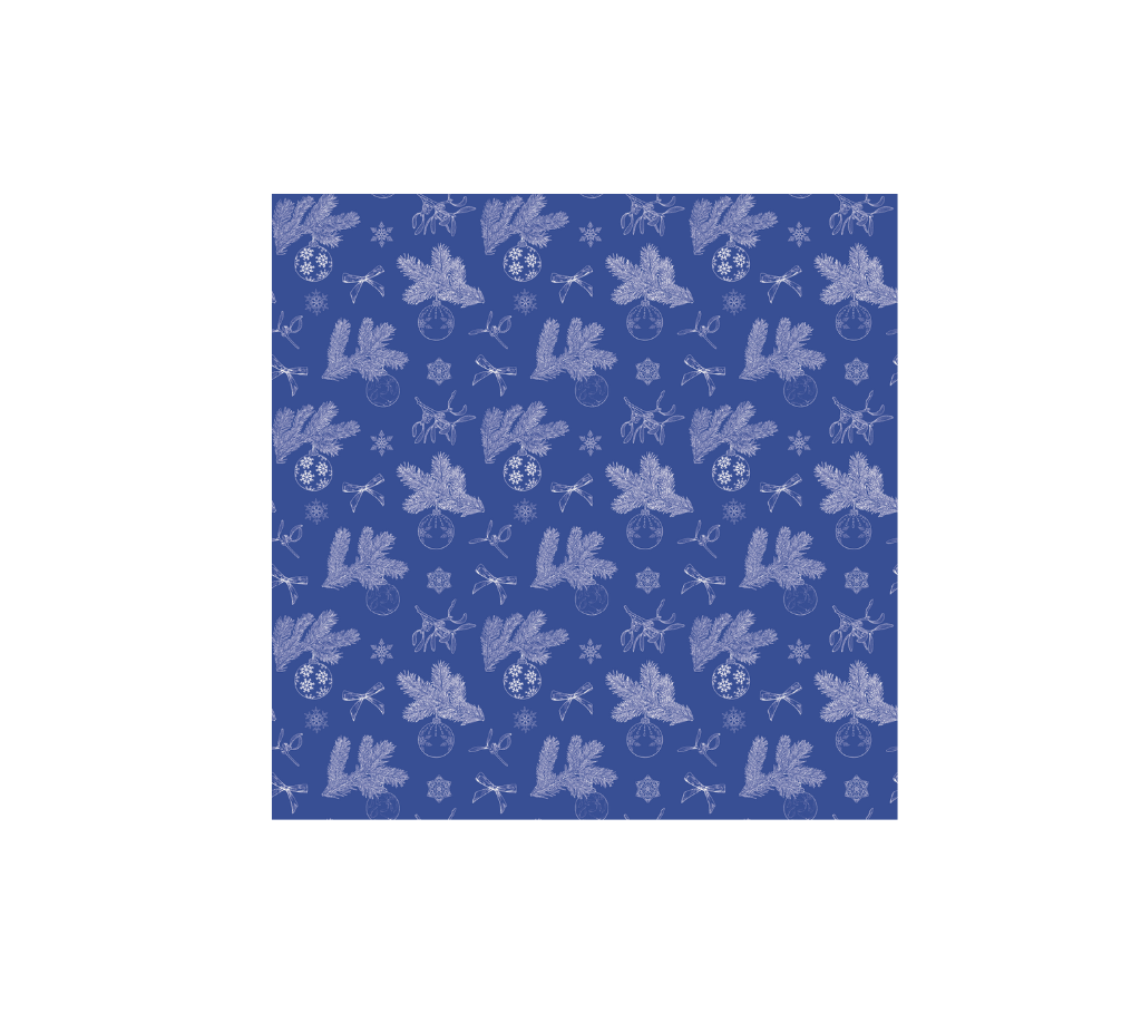 Servilleta de tela Navidad Ramas/Bambalinas Azul/Blanco