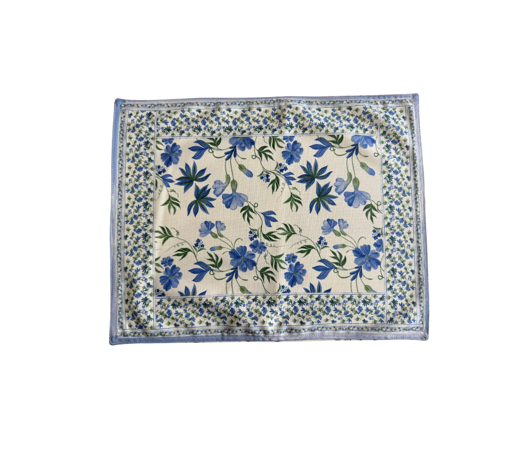 Individual reversible rectangular en tela Silvestres/BordeFlores