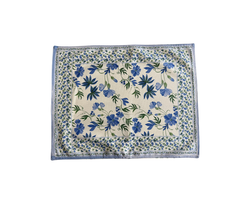 Individual reversible rectangular en tela Silvestres/BordeFlores