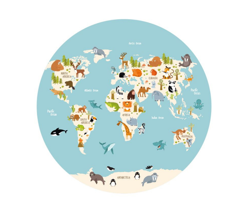 Individual Kids redondo Mapa. Incluye estuche