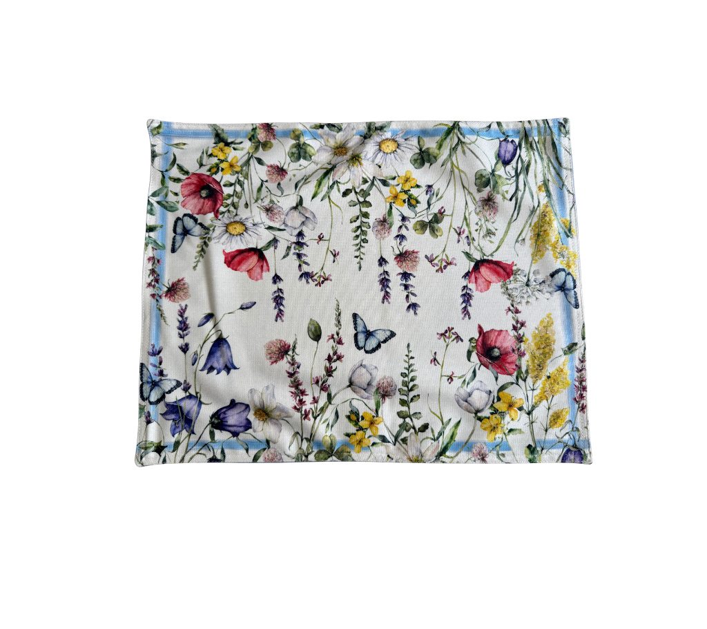 Individual reversible rectangular en tela Silvestres/BordeFlores