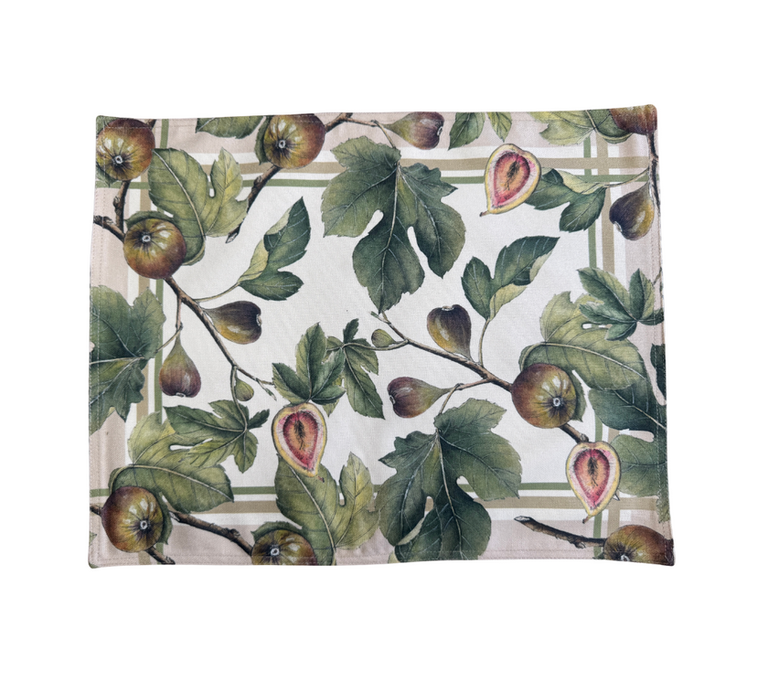 Individual reversible rectangular en tela HojasSemillas/Granadas