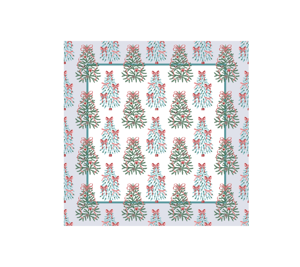 Servilleta de tela Navidad Pinos/Lazos Azul Turquesa/Verde