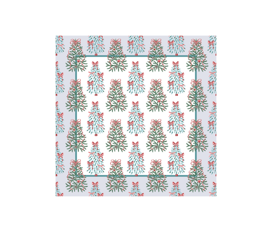 Servilleta de tela Navidad Pinos/Lazos Azul Turquesa/Verde