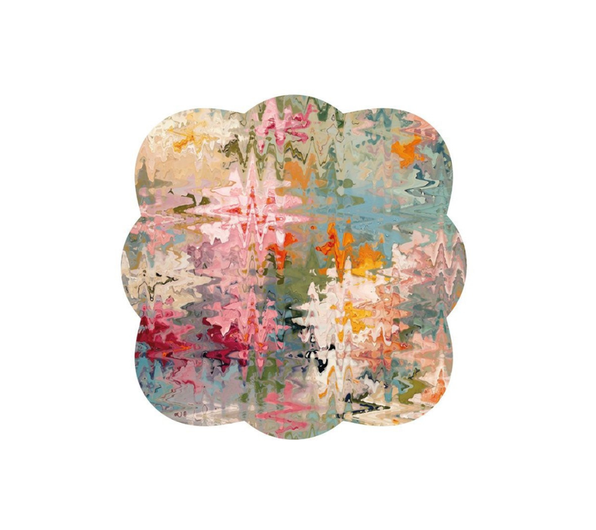 Individual troquelado cuadrado ondeado en tela Acuarela colores