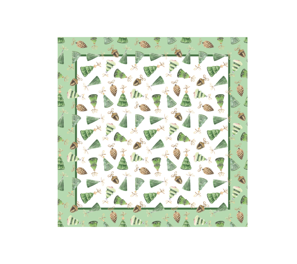 Servilleta de tela Navidad Pinos/Piñones Verde/Beige