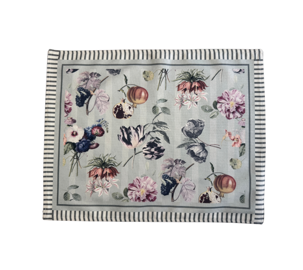 Individual reversible rectangular en tela HojasSemillas/Granadas