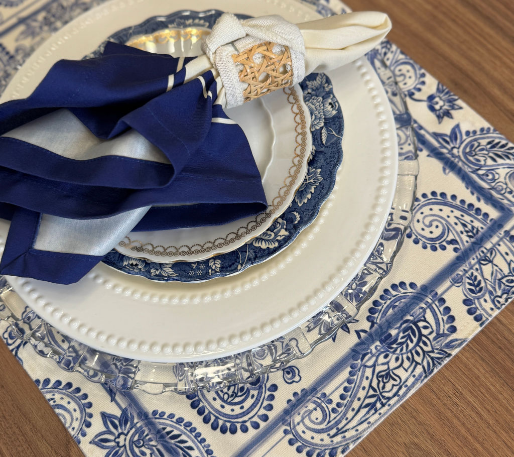 Individual reversible rectangular en tela Bacterias/Espigas