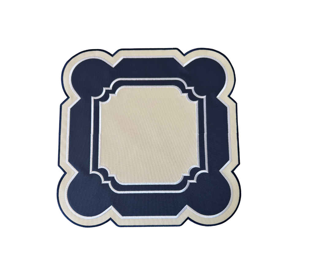 Individual reversible cuadrado en lona AzulM/Marfil